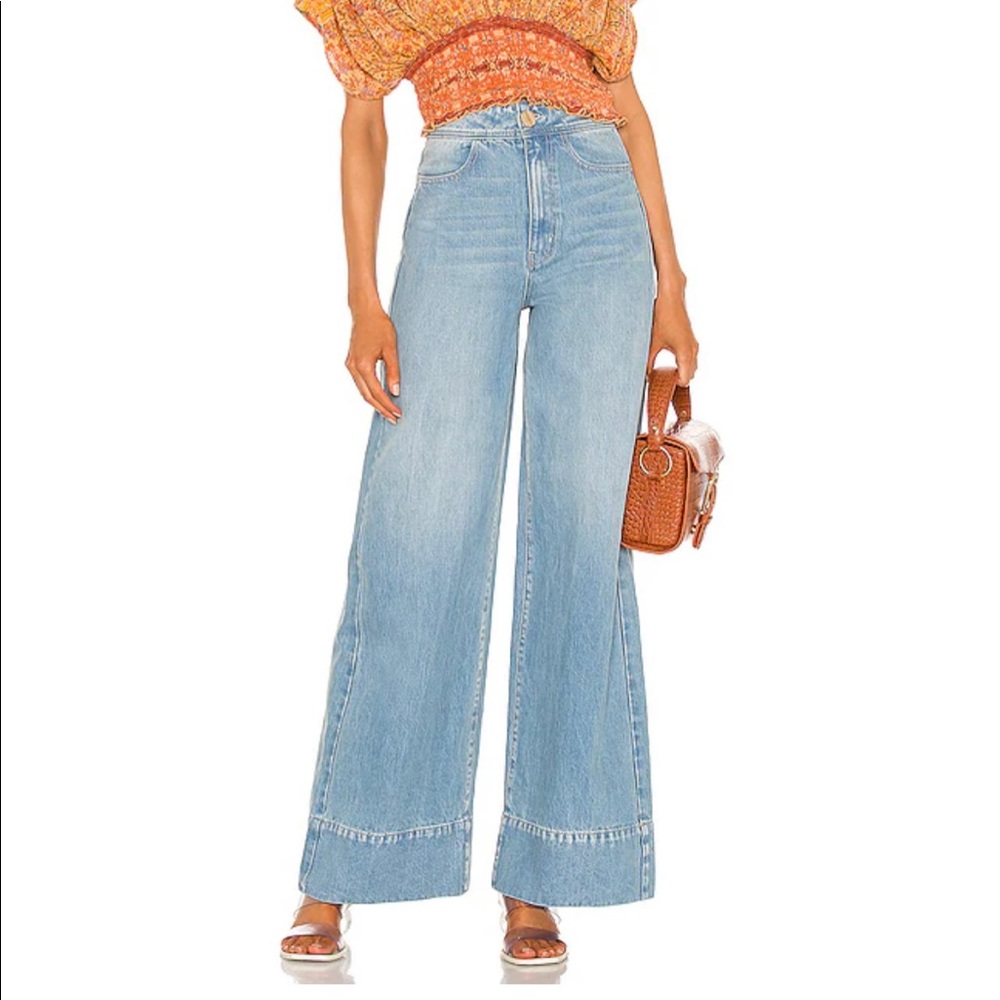 We The Free/Free People Talia Wide Leg Trouser Jean Bright Blue